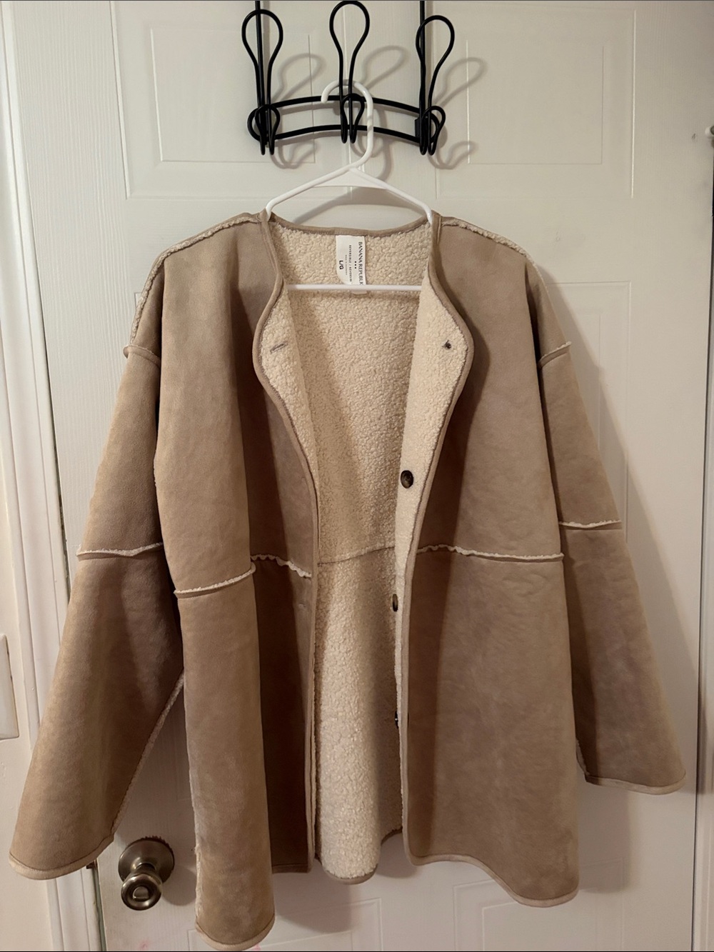 Banana Republic Reversible Tan Faux Shearling Open-Front Jacket